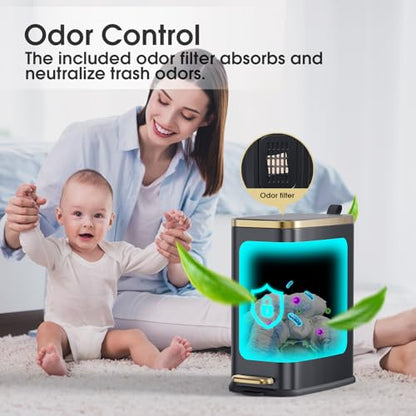 CEROELDA Small Bathroom Trash Can with Lid Soft Close-5L/1.3 Gal Slim Garbage Can-Metal Step Wastebasket-Rectangle Narrow Waste Bin for Office, Bedroom, Toilet, Live Room (Black) - color: Black, size: 1.3 Gallon