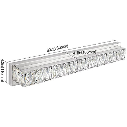 Modern Bathroom Light Fixtures Over Mirror 30 inch Crystal Chrome LED Vanity Light Bar White Light 6000K (7500-760mm) - color: Not Dimmable, size: 30 inch
