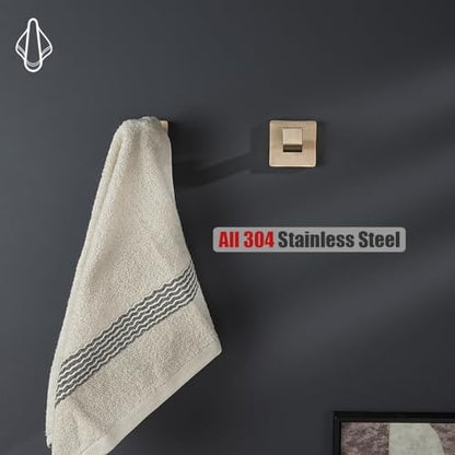 JQK Bathroom Towel Hook Champagne Bronze, Coat Robe Clothes Hook for Bathroom Wall Mounted (Pack of 2), SUS 304 Stainless Steel 0.8mm, TH250-CB-P2 - color: Champagne Bronze