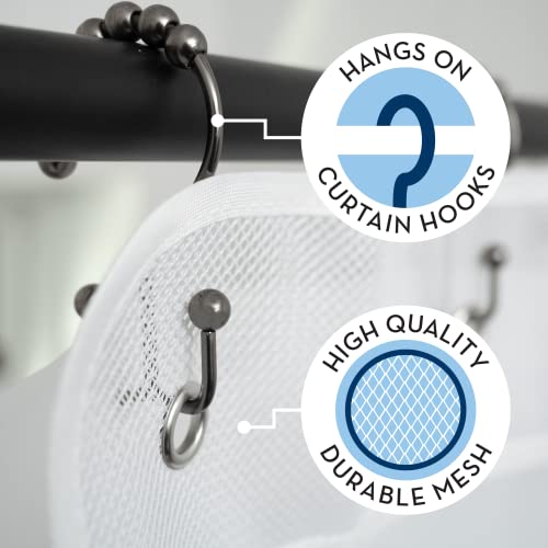 S&T INC. Shower Organizer and Caddy, 2 Pack, 14" x 30", White | Quick-Dry Mesh, 7 Pockets, Shower Caddy and Bathroom Organizer, Hangs on Existing Shower Curtain Hooks, Cruise Essential - color: Clear