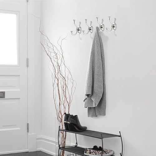 1 Pack 4-1/2 Inch Zinc Alloy Polished Nickel Towel Hooks | Solid Metal | Wall Mount | Robe Hooks | Coat Hooks | For Bathroom, Shower, Bedroom, Entryway | Bathroom Hardware Accessories - color: Polished Nickel