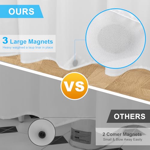 FY&XZH Shower Curtain Liner - Waterproof Fabric Shower Curtain Liner, Machine Washable, Magnetic Weighted Bottom,Soft Cloth Bathroom Shower Liner (White) - size: 72"W x 66"L (Pack of 1)