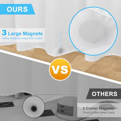 FY&XZH Shower Curtain Liner - Waterproof Fabric Shower Curtain Liner, Machine Washable, Magnetic Weighted Bottom,Soft Cloth Bathroom Shower Liner (White) - size: 72"W x 66"L (Pack of 1)