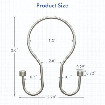 Bathway Shower Curtain Hooks Nickel Shower Curtain Rings with Cylindrical Design, 12Pcs Metal Shower Curtain Hooks Rust Proof, Smooth Glide Double Shower Hooks Rings for Shower Curtain - color: Brushed Nickel, style: Minimalist Shower Hooks with Cylinders