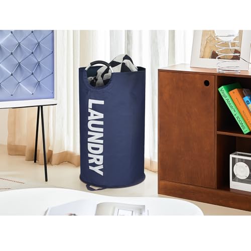 Maxsilan 125L X-Large Laundry Basket, Freestanding Tall Clothes Hamper, Collapsible Laundry Bag, Dark Blue - color: Dark Blue, size: 125L