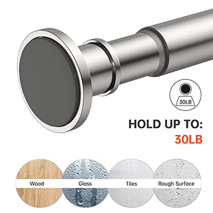 BRIOFOX Industrial Shower Curtain Rod - Rustproof Non-Slip Long Tension Shower Rod 54-90 Inch 304 Stainless Steel Tension Curtain Rod, Brushed Nickel - color: Brushed Nickel, size: 54-90 Inch
