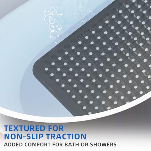 MOONFLY Shower and Bathtub Mat,40x16 Inches,Extra Long Non Slip Mats with Suction Cups and Drain Holes, Machine Washable and Anti Slip Bathmats, Bathroom Mats for Tub Nonslip (Black) - color: Black