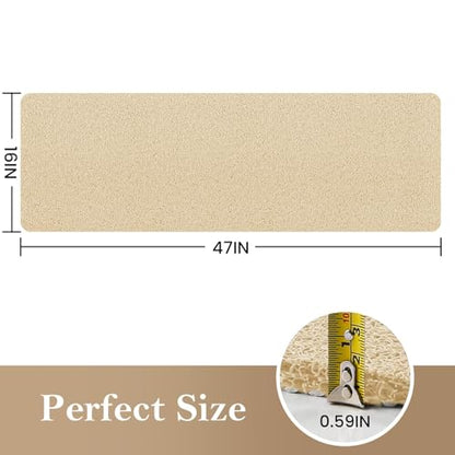 SoftDuo Shower Mat Bathtub Mat Non-Slip Soft Tub Mat | 47x16 inch,PVC Loofah Bath Mat with Drain for Tub and Bathroom,Quick Drying,Khaki - color: Khaki, size: 47" x 16" (Rectangular)