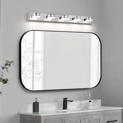 LED Brushed Nickel Bathroom Vanity Lights 5 Light 40.55in | 30W LED Bathroom Light Fixtures Over Mirror, with 360° Rotating Lamp Head, 5CCT Dimmable, Dimmer Switch Not Included - color: Nickel-5CCT-Dimmable