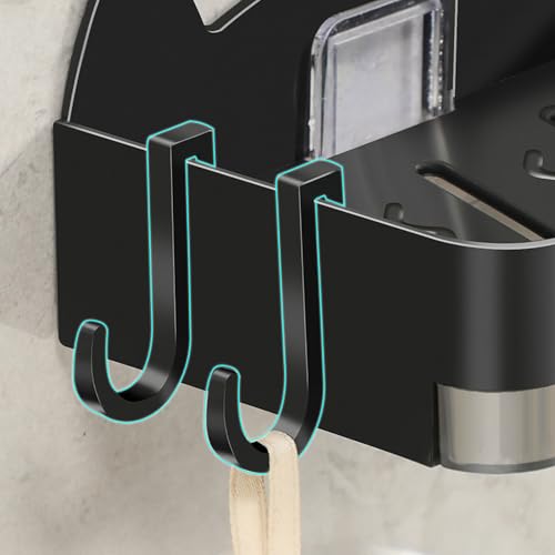 Cat Modeling Wall Mounted Holder, Drainage Dish for Bathroom with Cute Design, Sturdy Plastic Material, Practical Usage (Black) - color: Black