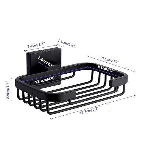 SEIDO Matte Black Soap Dish for Shower Wall, Black Bar Soap Holder for Bathroom & Kitchen, 304 Stainless Steel Wall Mount Soap Dish Holder, 4.8" L x 3.2" W Internal - color: Matte Black
