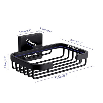 SEIDO Matte Black Soap Dish for Shower Wall, Black Bar Soap Holder for Bathroom & Kitchen, 304 Stainless Steel Wall Mount Soap Dish Holder, 4.8" L x 3.2" W Internal - color: Matte Black