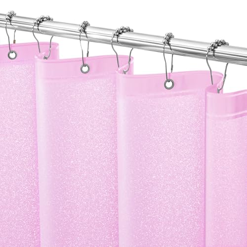 Seenus Dreamy Pink Glitter PEVA Shower Stall Curtain 48 x 72 inch, Waterproof Plastic Sparkle Shower Curtain Liner with Large Magnets, Blingbling Shimmery Bathroom Shower Curtain Rose Pink - color: Glitter Pink, size: 48"W x 72"L (Pack of 1)
