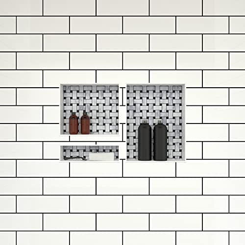 Tile Redi USA RNTH1620D-20S Niche Triple Recessed Shower Shelf, Three Shelves, 20" H X 32" W, Black - size: 20" H X 32" W, style: 3 Shelves