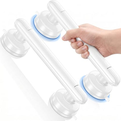 JOTPE Grab Bars for Shower, No Drill Suction Shower Handle, 2 Pack | Removable Grab Bars for Bathroom, Shower Grab Bar for Balance Assistance on Smooth Non-Porous Surfaces, 11 Inch, White