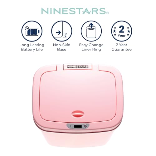 Ninestars 3 Gallon Automatic Trash Can, 12L Touchless Motion Sensor Bathroom or Bedroom Garbage Can with Odor-Sealing Lid, Impact-Resistant ABS Plastic, Pink - color: Pink