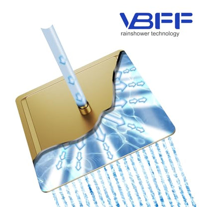 VBFF-Shower Head,rain shower head, 16 inch- Square Shower Head, 1.8 GPM Flow Rate, rainfall showerhead,VBFF10 (Brushed Gold) - color: Brushed Gold, size: 16 Inch