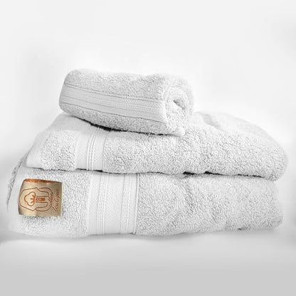 100% Egyptian Cotton Towel Set, 600 GSM, Double Twisted Yarns, Ultra Soft & Highly Absorbent Towels, Made in Egypt. (White, Single Set Cotton Towels) - color: White