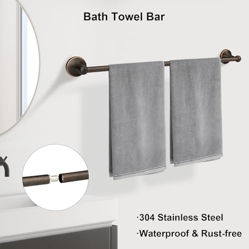 4 Piece Antique Bathroom Hardware Accessories Set Oil Rubbed Bronze,24 Inch Towel Bar Set,Towel Rack Set,Bathroom Towel Holder Set - color: Oil Rubbed Bronze