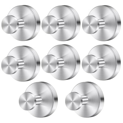 Silver Waterproof Suction Cup Hooks, 8-Pack Heavy Duty Stainless Steel No Drill Shower Hooks for Hanging Towels, Robes, Loofahs, Holder Holds Strong on Tile, Glass, Mirror, Wall, Bathroom Door - color: silver-8pcs