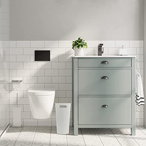 2 Pack Small Narrow Trash Can with Handles 3.2 Gallon/12 L White Slim Waste Basket Office Narrow Garbage Bin Slim Garbage Container Bin Fits Bathroom, Under Desk, Home - color: White