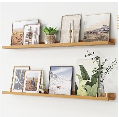 Boswillon Floating Shelves Set of 2, Long Wall Shelf with Lip, 48in, Oak | Display Ledge Shelf for Room Wall, Wall Decor Shelves for Bathroom, Living Room, Bedroom, Kitchen, Nursery Room, Rustic, Wood - color: Oak, size: 47.2 in