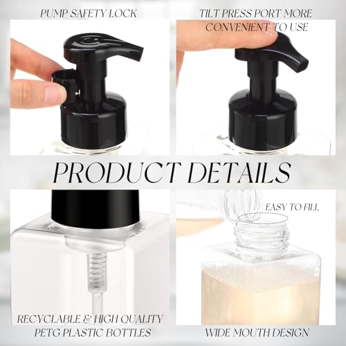 Foaming Soap Dispenser 8.5 oz Foam Pump Bottle Bulk Empty Travel Foaming Dispenser Refillable Hand Soap Plastic Pump Bottle Travel Clear Container for Bathroom Vanities(24 Pcs,Black) - color: Black