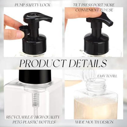 Foaming Soap Dispenser 8.5 oz Foam Pump Bottle Bulk Empty Travel Foaming Dispenser Refillable Hand Soap Plastic Pump Bottle Travel Clear Container for Bathroom Vanities(24 Pcs,Black) - color: Black