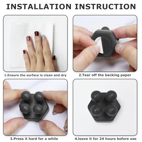 Silicone Toothbrush Holders for Bathroom - Adhesive Shower Toothbrush Holder Wall Mounted, Multi-Function Hook Waterproof Razor Holder Single Hook, Utility Plug Holder for Kitchen Living Room Office - color: Black