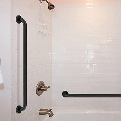 36 Inch Shower Grab Bar Oil Rubbed Black, Munzong Anti Slip Bathroom Grab Bar, Knurled Bathroom Balance Bar,Safety Hand Rail Support Handicap Elderly Injury Senior Assist Bath Handle | Knurled Bathroom Balance Bar,Safety Hand Rail Support Handicap Elderly