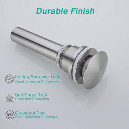 Bathroom Sink Drain With Overflow and Without Overflow Vessel Sink Lavatory Vanity Dual Use Pop Up Drain Stopper,All Metal Rustproof Brass and 304 Stainless Steel,Brushed Nickel - color: Brushed Nickel