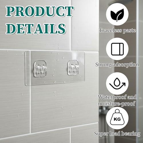 cobee 8Pcs Shower Caddy Adhesive, Shower Caddy Hooks, Showers Caddies Adhe sive Replacement Showering Shelf Adhesive, Show ers Caddies Hanger No Drilling Showers Kitchen Accessories