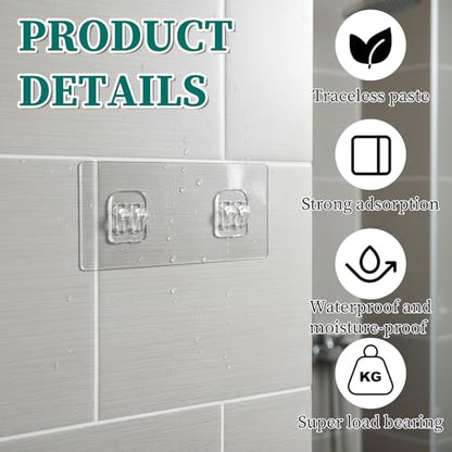 cobee 8Pcs Shower Caddy Adhesive, Shower Caddy Hooks, Showers Caddies Adhe sive Replacement Showering Shelf Adhesive, Show ers Caddies Hanger No Drilling Showers Kitchen Accessories