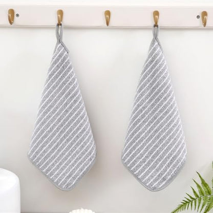 Microfiber Cleaning Cloth 4Pcs Hangable Cleaning Towels Super Absorbent Hand Dry Towels Square Dish Rags for Bathroom Household Kitchen Window Sports Grey 9.84x9.84 Inch - style: 4Pcs Grey