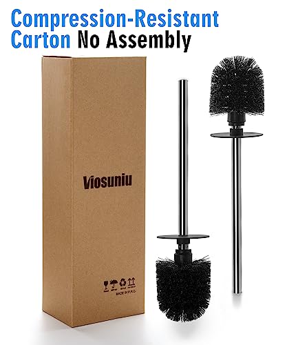 2 Pack Toilet Bowl Cleaning Brush Set for Bathroom | No Assembly and No Scratching Toilet Bowl, 304 Anti-Rust Handle - color: Brush