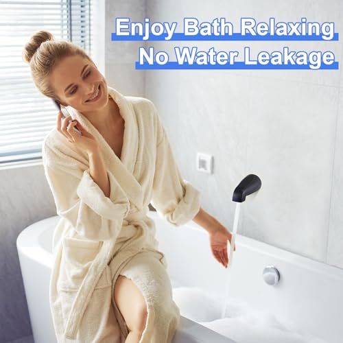 Enhon Tub Spout, Universal Fits 1/2'' Copper Pipe, 1/2'' IPS and 3/4'' IPS, Bathroom Bathtub Tub Faucet Replacement with Adapters(Without Diverter,Matte Black) - color: Matte Black, style: Without Diverter