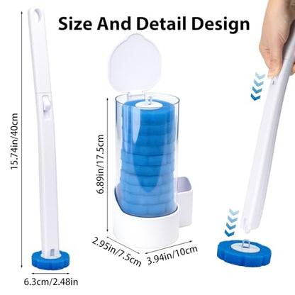 2 Pack Disposable Toilet Brush and Holder Set, Wall Mounted Toilte Wand Kit | Disposable Bowl Ceaner Wand and Caddy with 96 Refills for Closestool Cleaning