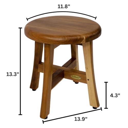 EcoDecors Shoji 12-Inch Teak Shower Stool with Storage Shelf, Waterproof | Quick and easy assembly with included hardware and an interlocking frame for secure, long-lasting performance. - size: 12" x 13.5"H