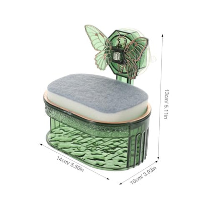 Outanaya Wall Mounted Soap Dish Butterfly Cup Draining Bar Soap Holder for Shower and -Saving Sponge Storage Easy to Install - color: Green