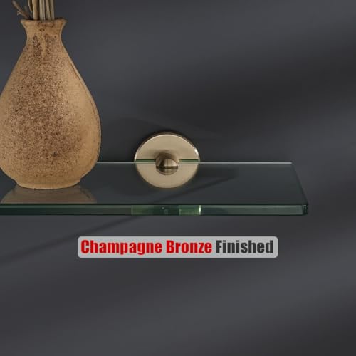 JQK Bathroom Glass Shelf, Tempered Glass Shower Storage 12 by 5 inches, 304 Stainless Steel Champagne Bronze Wall Mount 2 Pack, TGS101L12-CB-P2 - color: Champagne Bronze, size: 12 Inch (2 Pack)