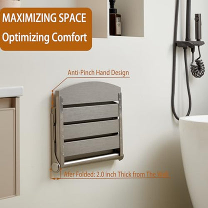 17.5" Folding Shower Seat Wall Mounted,Foldable Shower Bench,Fold Down Shower Seat,Folding Shower Seat Bench,Wall Mount Shower Seat Bench Chair (Grey) - color: Grey