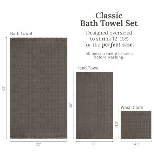 GILDEN TREE Waffle Towel Set Quick Dry Thin | 2 Bath Towels | 2 Hand Towels | 2 Washcloths, Classic Style (Stone) - color: Stone, size: Bath Towel Set