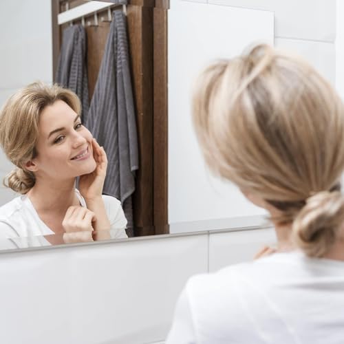 Beveled Mirror 40x32 Frameless Bathroom Wall Mirror Shatterproof | Modern Wall Mount Vanity Mirror, Hangs Horizontally or Vertically, for Over Sink, Living Room, Bedroom, Upgraded Packing - size: 32"L x 40"W