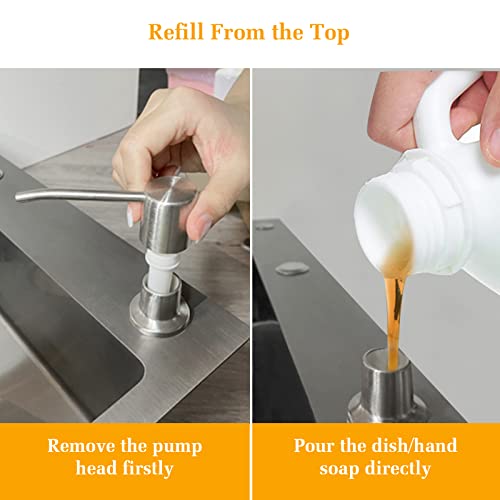 Soap Dispenser for Kitchen Sink, Built in Sink Soap Dispenser Lotion Dispenser with 17 OZ Bottle, Refill from The Top Bar Sink Soap Dispenser, Brushed Nickel (1 Pack) - color: Brushed Nickel