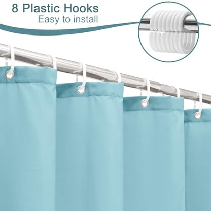 AooHome Stall Size 48x72 inch Shower Liner, Fabric Solid Color Bathroom Curtain with Hooks, Weighted Hem, Water Repellent, Blue - color: Blue, size: 48"W x 72"L (Pack of 1)