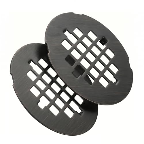 Shower Drain Cover Snap-in Hair Catcher - Bronze 2 Pack | Stainless steel, 4-1/4" OD round, Fits 2-7/8" pin spacing, Easy install no tools, Oil rubbed bronze, shower grate strainer. - color: Oil Rubbed Bronze
