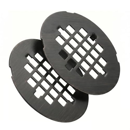 Shower Drain Cover Snap-in Hair Catcher - Bronze 2 Pack | Stainless steel, 4-1/4" OD round, Fits 2-7/8" pin spacing, Easy install no tools, Oil rubbed bronze, shower grate strainer. - color: Oil Rubbed Bronze
