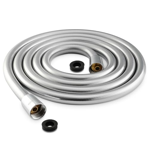 Extra Long Replacement Shower Hose Extension Handheld Shower Head Hose 90 Inches Flexible and Durable with Brass Insert and Nut - color: Silver, size: 90 Inches