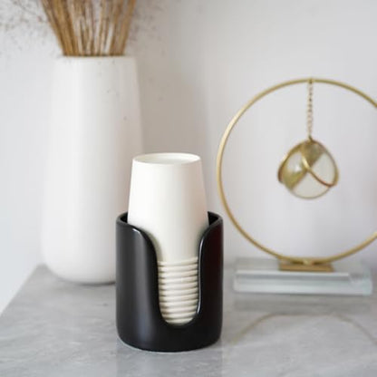 Ceramic Bathroom Cup Dispenser, 3 oz 4 oz Disposable Cups Holder, Small Mouthwash Cup Dispenser (Black) - color: Black