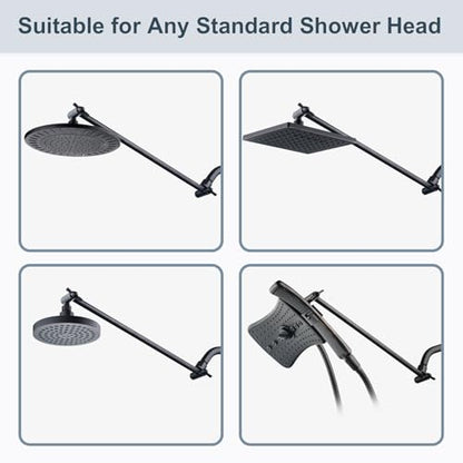 BRIGHT SHOWERS 15 Inch Extra Long Shower Head Extension Arm, Solid Brass Shower Arm Extender with Locking Screw for Rain and Handheld Showerhead, Height & Angle Adjustable, Oil-Rubbed Bronze - color: Oil Rubbed Bronze, style: 15 Inch